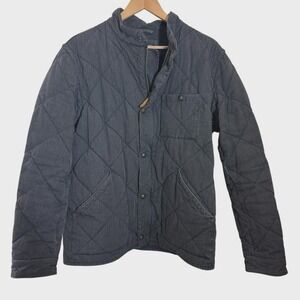 J Crew Quilted Sussex Jacket Mens Gray Quilted Snap Full Zip -read